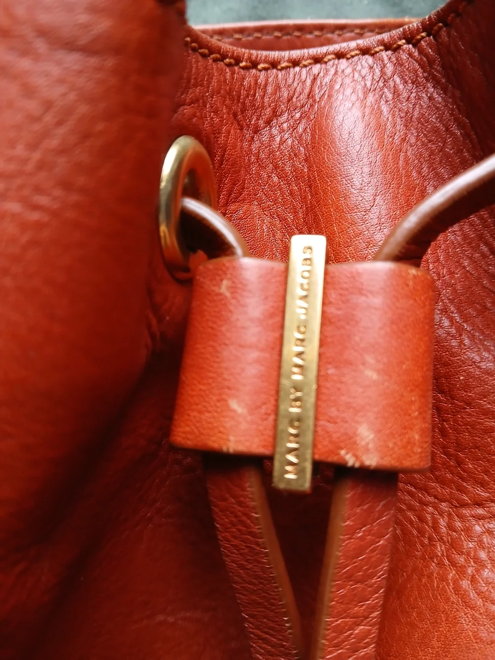 Marc by Marc Jacobs Red Leather Drawstring Shoulder Bag